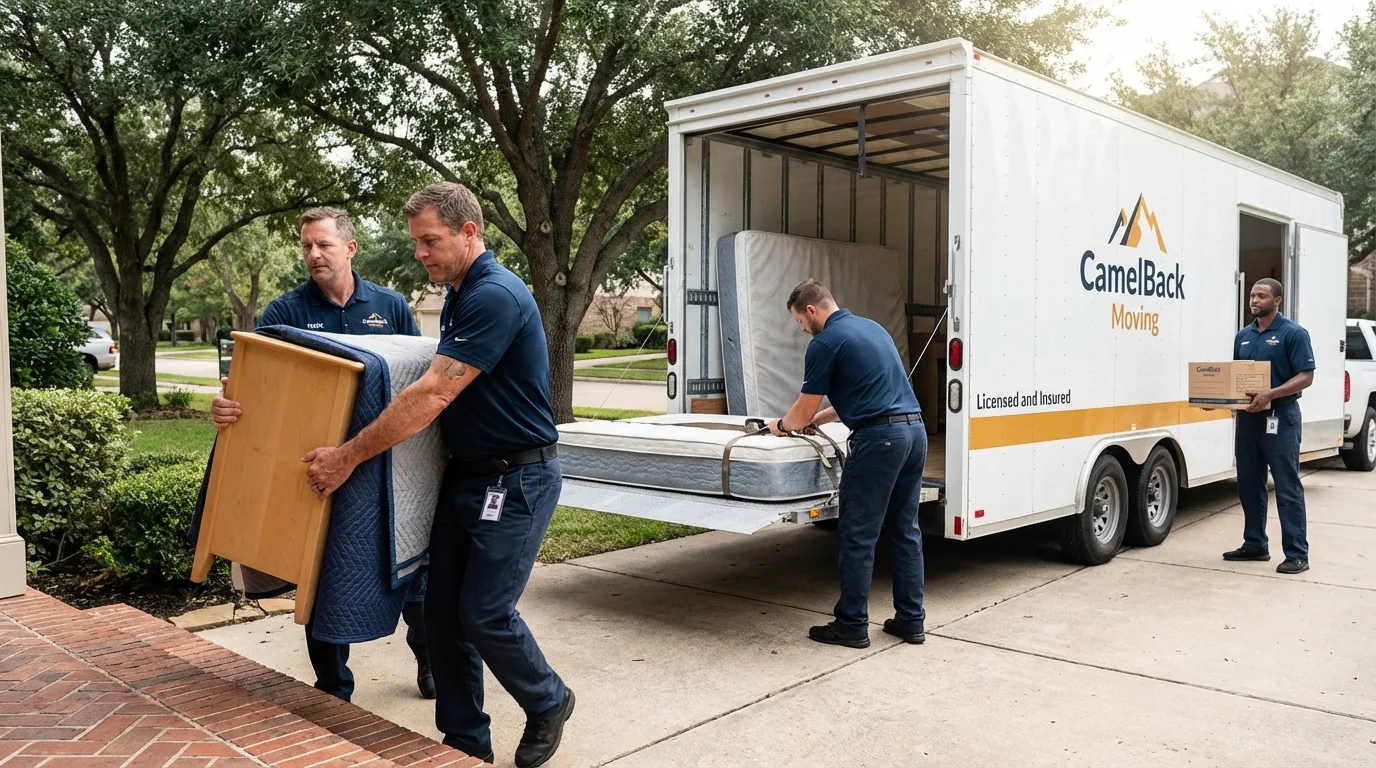 Crew loading residential truck for cross-state move from Oakland City, IN