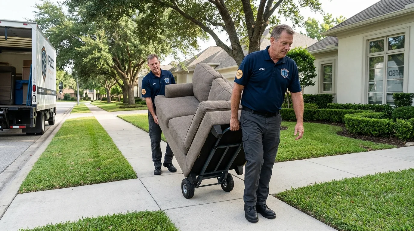 Local residential moving crew loading furniture in Oakland City, IN